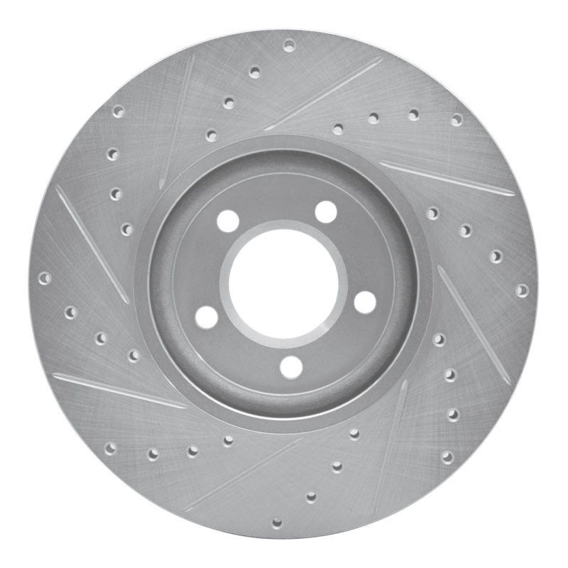 Jaguar VanDEN PLAS Brake Rotor (1) - Front Right - R1 Concepts - Drilled & Slotted - Silver - `03-`05